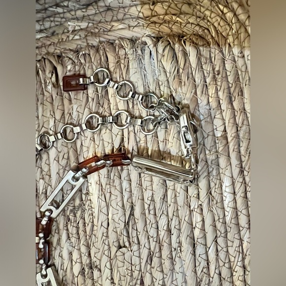 Silver metal links chain hip belt with brown spotted plastic links main image 6